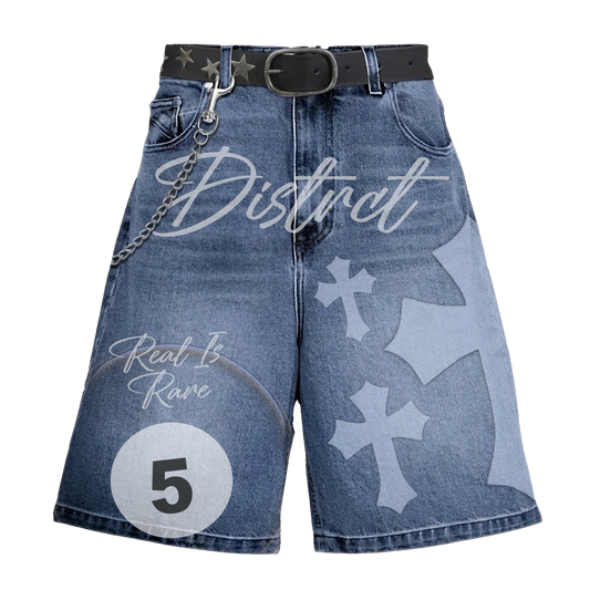 The District “real is rare” denim shorts